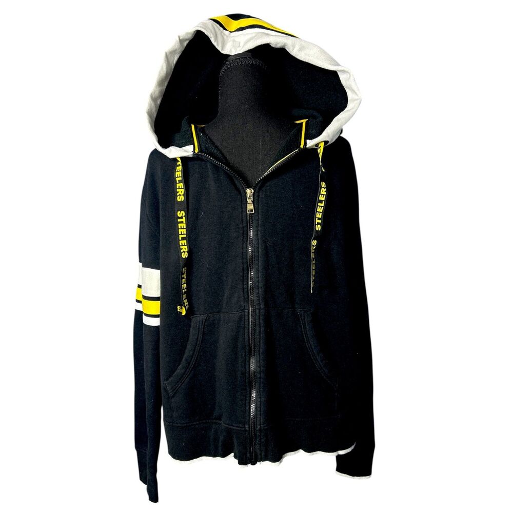 Wear Mens Black Pittsburgh Steelers Full Zip Hoodie XL Cotton Logo NFL Football